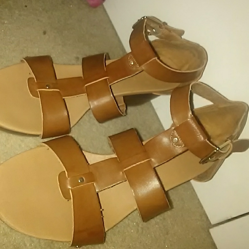 Beige wedged heels
